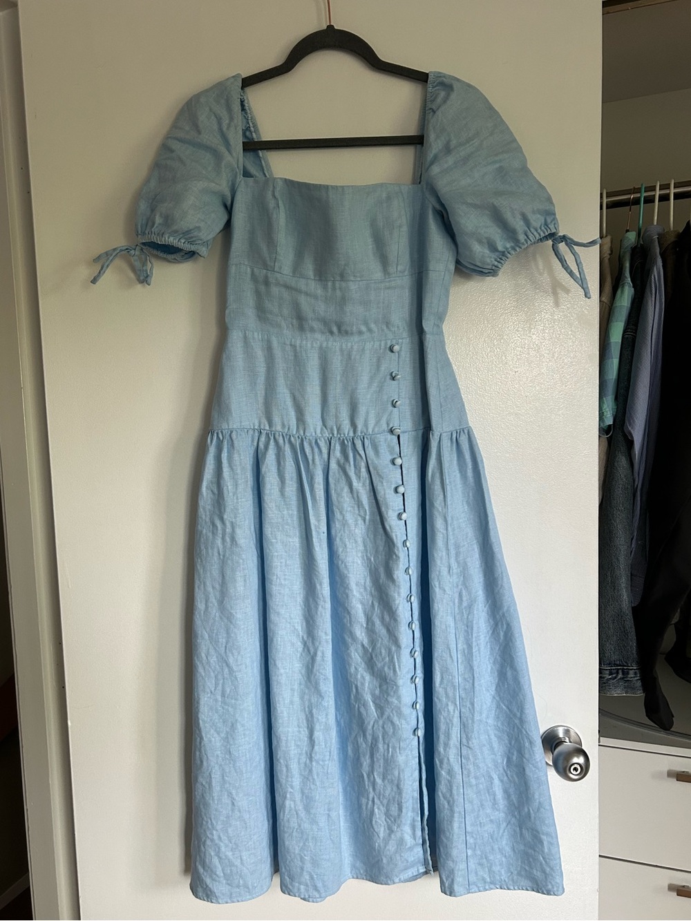 Dyed Reformation Bridal Melony Linen Dress in Midi Short Sleeves Size 4